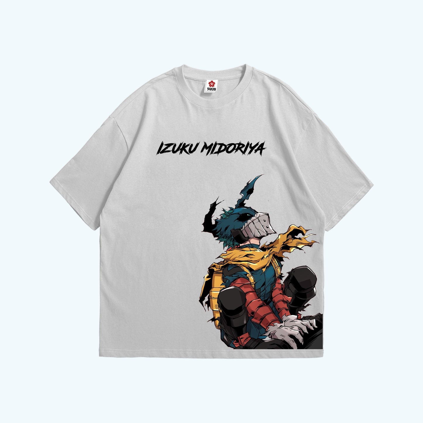 تيشيرت أوفرسايز ابيض عليه صورة ميدوريا من انمي بوكو نو هيرو مقدم من Sugoi Store