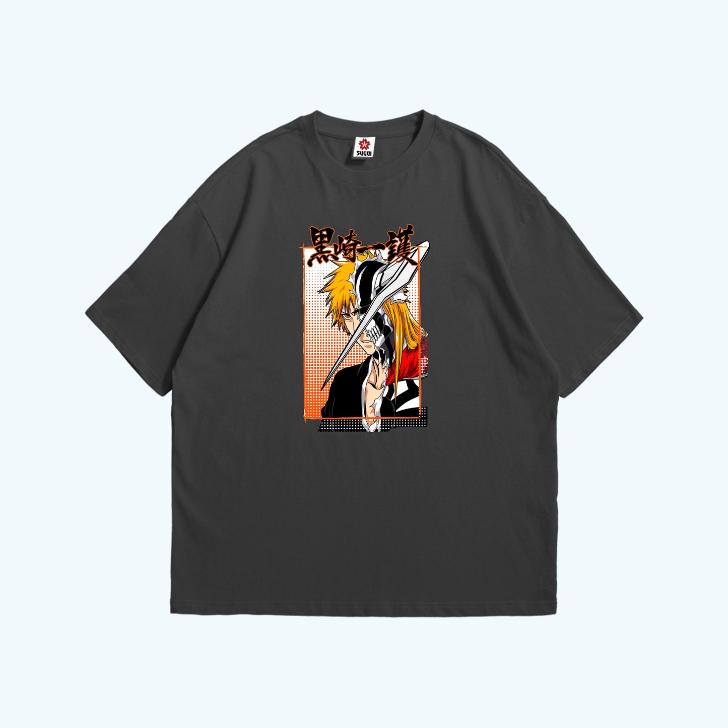 تيشيرت أوفرسايز لون رصاصي عليه صورة اتشيجو من انمي بليتش مقدم من Sugoi Store