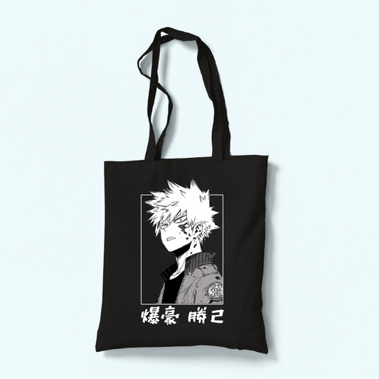 صورة توت باج سوداء عليه تصميم كاتسكي باكوجو من أنمي بوكو نو هيرو من Sugoi Store.