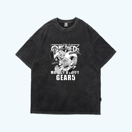 تيشيرت أوفرسايز محجر عليه لوفي في طور Gear 5 من أنمي ون بيس – من منتجات سوجوي ستور