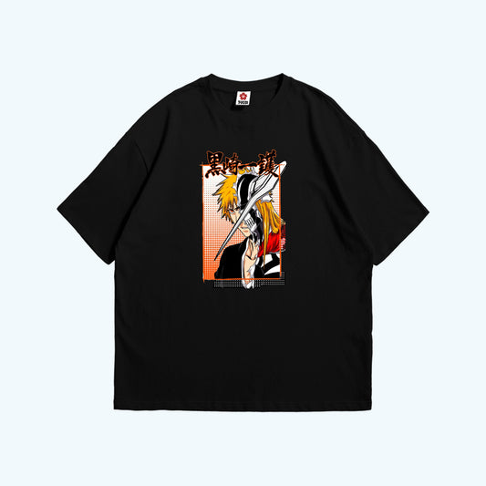تيشيرت أوفرسايز  اسود عليه صورة اتشيجو من انمي بليتش مقدم من Sugoi Store